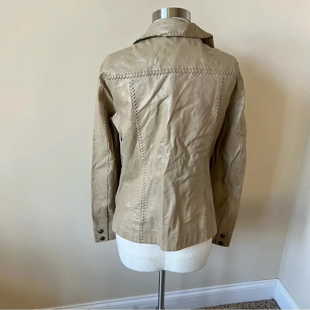 Free People We thefree crescent moon genuine leather jacket 17892